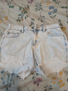 Aerie Light Blue Acid Wash Distressed Daydream Jean Shorts